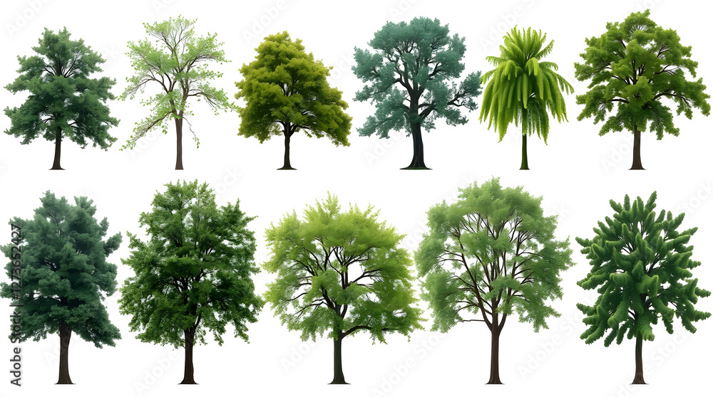 Poster collection tree isolate on white background