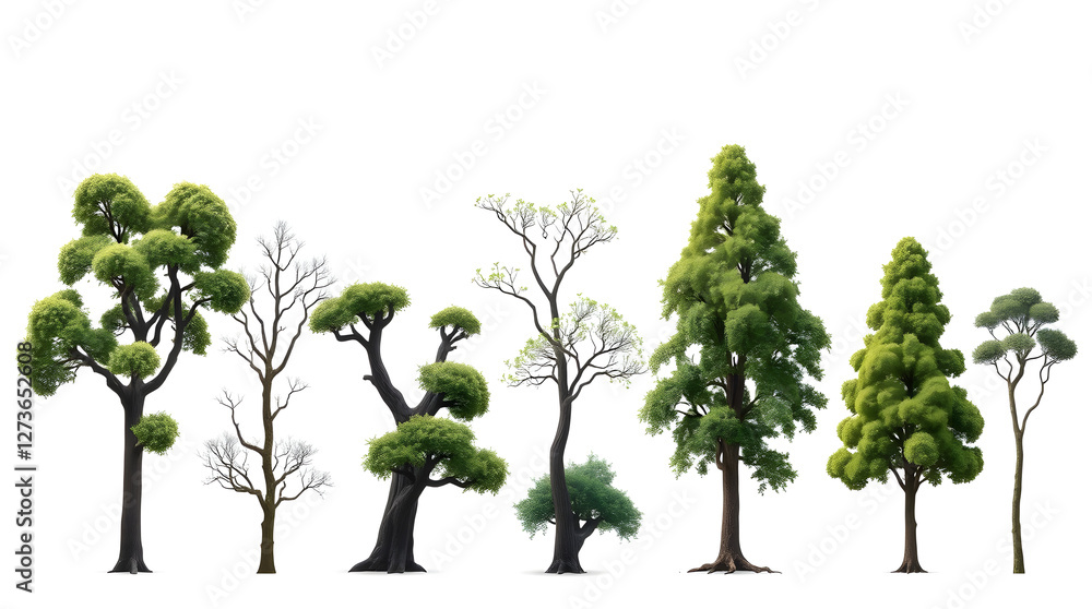 Poster collection tree isolate on white background
