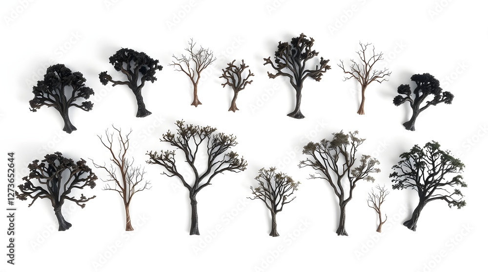Poster collection tree isolate on white background