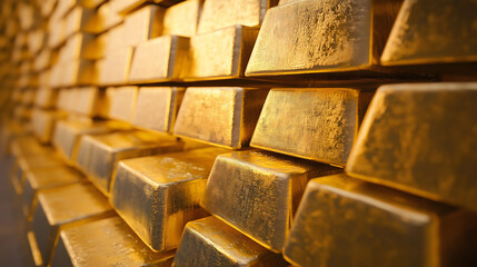 Shiny gold bars seamlessly stacked