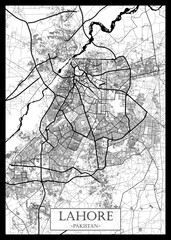Obraz premium Lahore Pakistan Map, abstract city banner, colorful urban paint, abstract watercolor, downtown watercolor paint, business city panorama