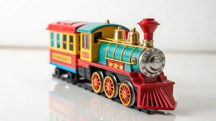 Colorful Toy Train on White Background