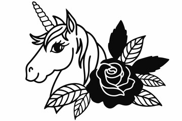 Cotton Candy Bloom Unicorn Face | Whimsical Vector Line Art Illustration