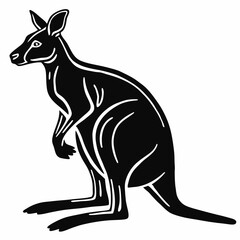 Kangaroo Silhouette Minimalist Vector Art on Solid White Background