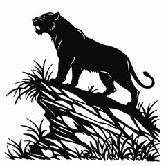 Kangaroo Silhouette Minimalist Vector Art on Solid White Background
