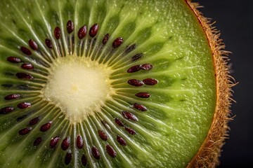 Discover the Intricate Beauty of Kiwi Fruit: Juicy Seeds and Vibrant Green Flesh Up Close!