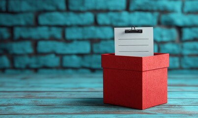 Red feedback box with paper feedback forms inside highlighting the importance of customer opinions, suggestions, and evaluations for service