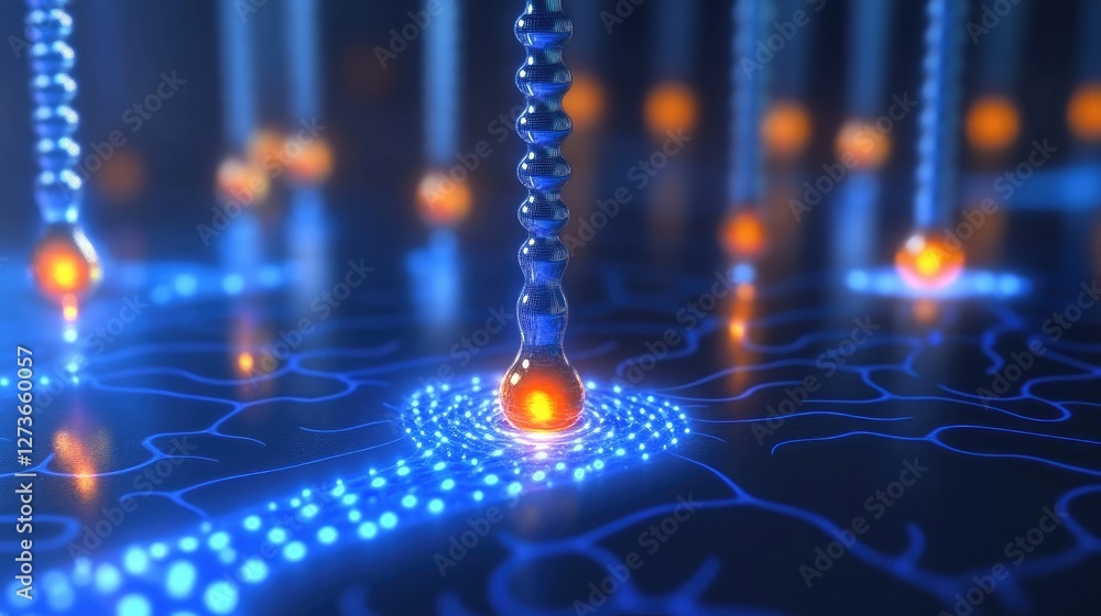 Aufkleber abstract d rendering of a quantum teleportation process with entangled particles and energy transfer