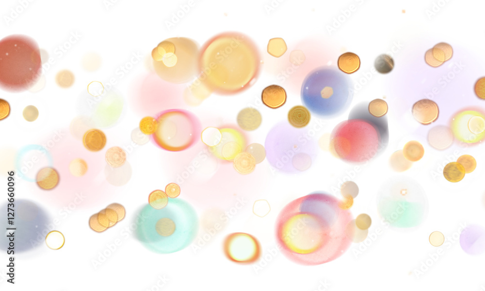 Poster blurred bokeh colors light glowing on transparent background