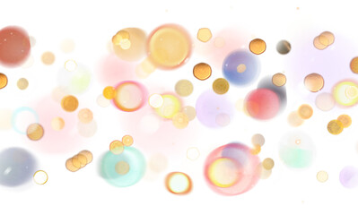 Blurred bokeh colors light glowing on transparent background