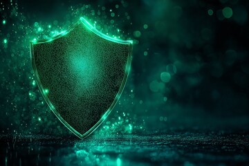Fototapeta premium Guarding against threats abstract shield design in a dark environment digital art