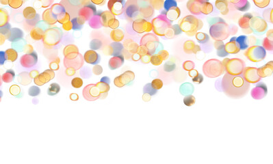 Blurred bokeh colors light glowing on transparent background