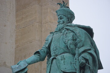 Close up of the landmark statue of Hungarian Prince Gabriel Bethlen concluding the historic treaty...