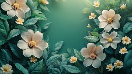 Vibrant blooms emerge from lush foliage, evoking a sense of tranquility. Soft yellow and white petals contrast beautifully against the rich green, inviting a peaceful ambiance