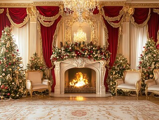 Christmas fireplace luxury room