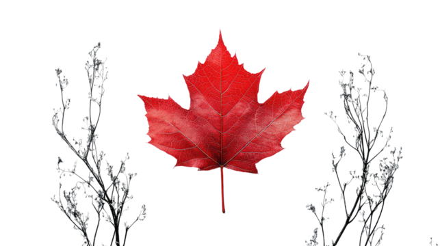 red maple leaf  isolated on white transparent background PNG