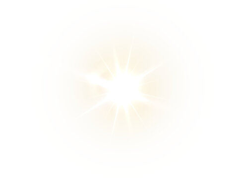 bright sunbeam light effect with golden glow, sparkles, and a magic halo. Perfect for sunrise scenes, energy bursts, bokeh backgrounds, and warm cosmic or natural designs. Vector illustration.