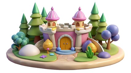 Obraz premium A model of fairytale castle on on a white isolated background. Generative AI. 