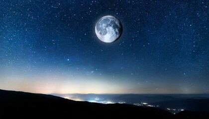 moon and stars on night sky