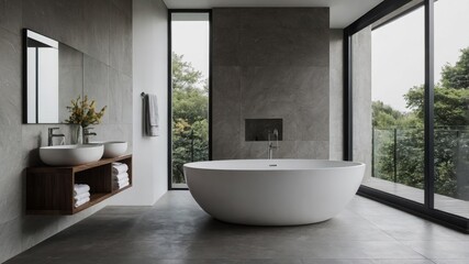 Panoramic glass wall ensuring a refreshing view of lush greenery