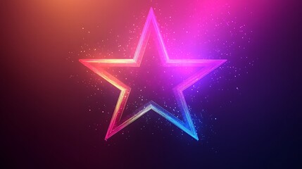 Glowing Star with Vibrant Gradient Light and Sparkle Effect Background