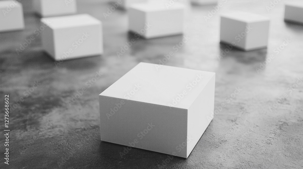 Poster White background podium table. Square podium table abstract empty design luxury table