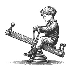 Young Boy on Seesaw vector illustration