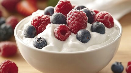 A smoothie bowl made with gut-healthy ingredients like kefir, yogurt, and berries.