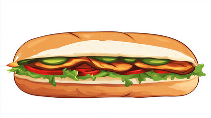 Banh mi isolated on white background. Vietnamese banh mi sandwich