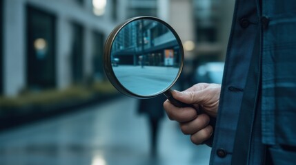 A detective investigating a suspicious object left in a public space. Featuring curiosity and investigation