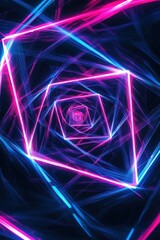 Pink blue neon light tunnel, abstract background, digital art, website banner