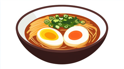 Ramen isolated on white background. Japanese dish with wheat noodles