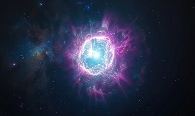 Obraz premium Stellar explosion, cosmic event, colorful nebula in deep space. Possible for science media