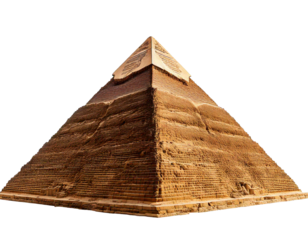 Pyramid from Egypt, white background, HD, high-quality, realistic photo, sharp details, clear contrast, ancient architecture, symmetrical design, rich history, iconic landmark, clean aesthetic.

