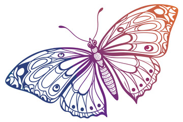  Vibrant rainbow butterfly, detailed wings, symmetrical design, intricate patterns, colorful insect, iridescent scales, fantasy creature, digital illustration, hyper-realistic, high contrast, vivid 