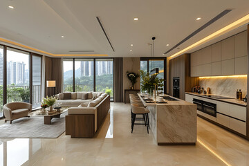 Modern Luxury Apartment Interior With City View