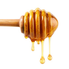 honey dripping from a spoon isolated on a transparent background