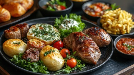 Fototapeta premium Savor a delicious mixed grill platter.