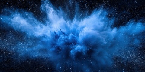 Fototapeta premium An enchanting blue-black tapestry of scattered stars illuminates the cosmic expanse, capturing the serene beauty of the outer universe's frontier