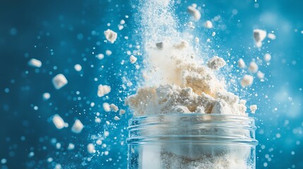 Powder Exploding From Jar Creates Dynamic Still Life on Blue