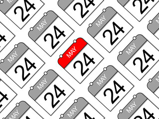 May 24, daily calendars with a classic design on a white background with contrasting color.