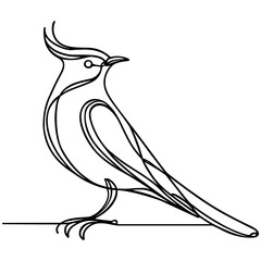 Wild bird continuous line drawing element isolated on white background for decorative element. Vector illustration