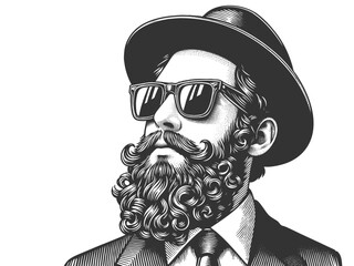 Hipster Gentleman with Beard and Sunglasses vector
