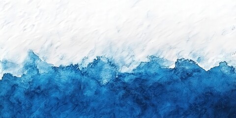 A mesmerizing close-up of vibrant blue and serene white hues in watercolor, creating an ethereal dance of colors on the canvas's upper left