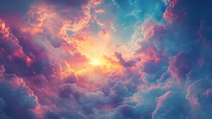 Vibrant Clouds at Sunset with Dreamy Pink and Blue Hues