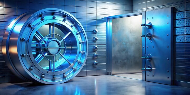 A Secure Vault with an Open Door and a Large Metal Rotary Wheel
