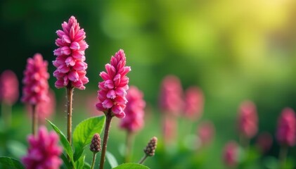 delicate pink blossoms on spiked veronica plants, bloom, plant, garden