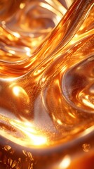 Abstract Golden Texture with Flowing Metallic Liquid and Glittering Light Effect