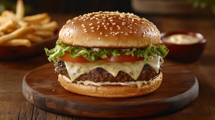 スイスチーズと厚切りビーフの贅沢バーガー