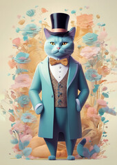 Cat in suite and hat
